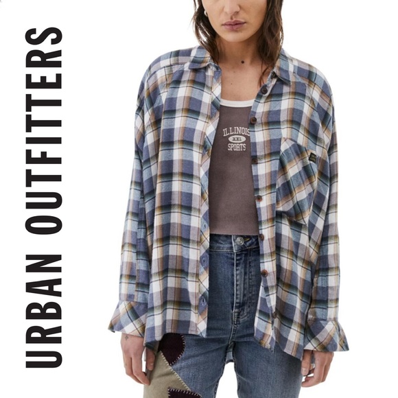 NEW BDG Urban Outfitters Brendan Flannel Long Sleeve Button Down Shirt Shacket S - Picture 7 of 11